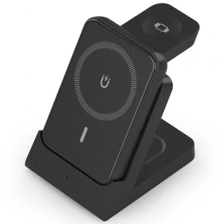AISENS Cargador Inalámbrico 4 en 1 15W con Power Bank 5000mAh Negro